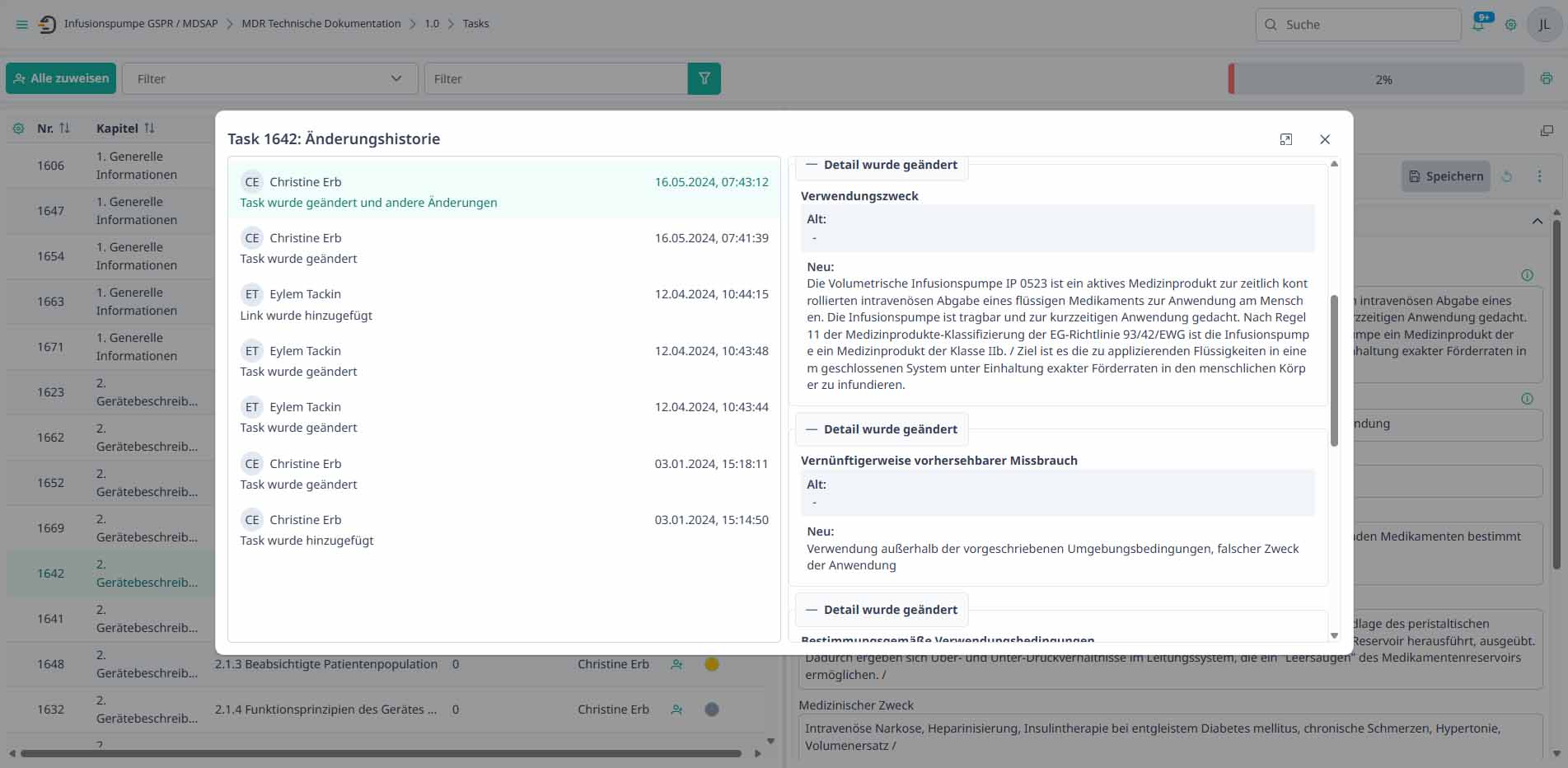 BAYOOSOFT Themis – Screenshot AuditTrail: Änderungshistorie nachvollziehen