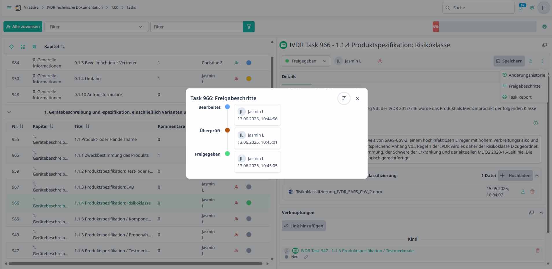 BAYOOSOFT Themis – Screenshot TD-Workflow: Freigabeschritte im Überblick