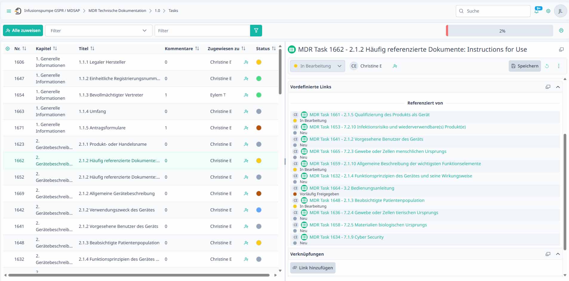 BAYOOSOFT Themis – Screenshot: Task-Verlinkungen effizient nutzen